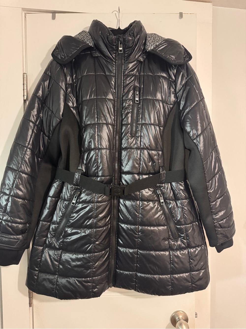 Michael Kors Black Quilted Belted Puffer Jacket XL